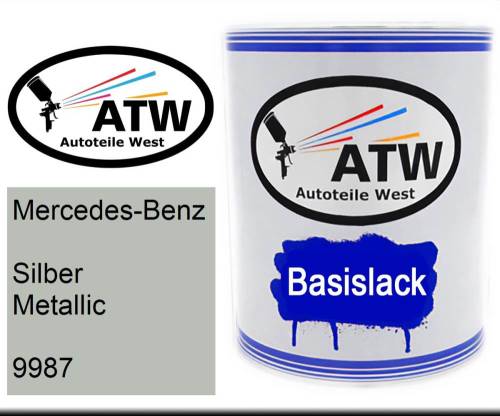 Mercedes-Benz, Silber Metallic, 9987: 1L Lackdose, von ATW Autoteile West.